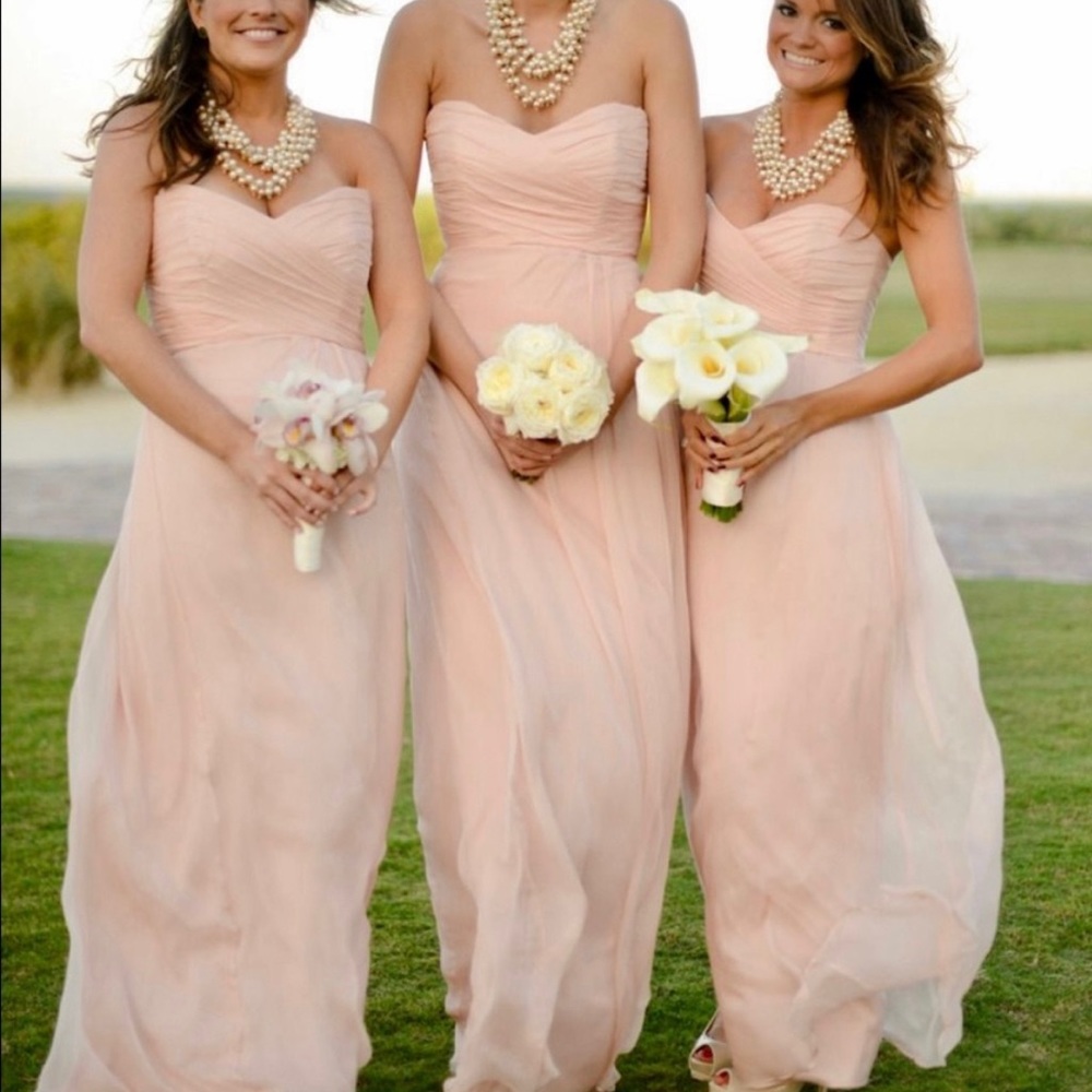 Amsale crinkle chiffon gown color Blush